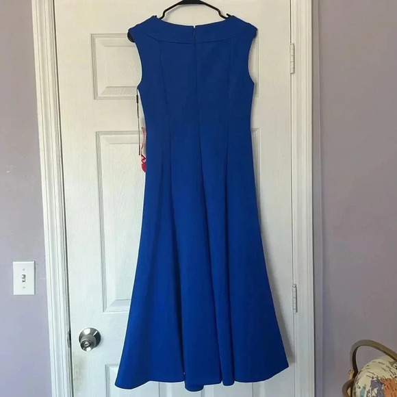 Calvin Klein Scuba Flare Royal Blue Dress Size 4 - Picture 7 of 10